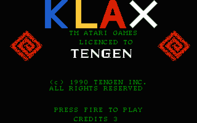 Title screen of Klax