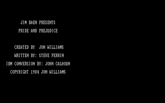Title screen of Pride and Prejudice