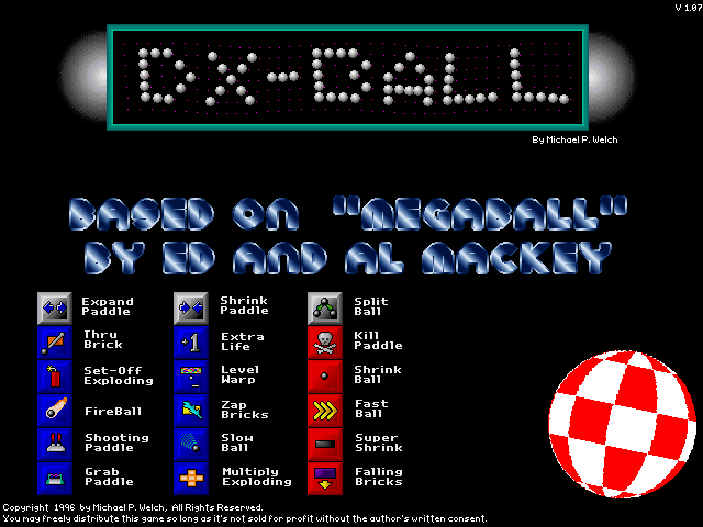Title screen of DX-Ball