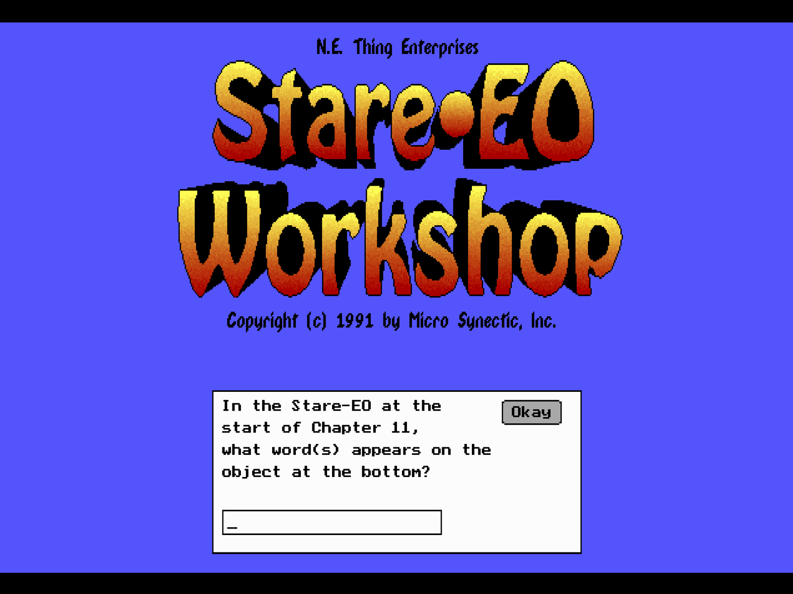 Title screen of Stare-EO Workshop
