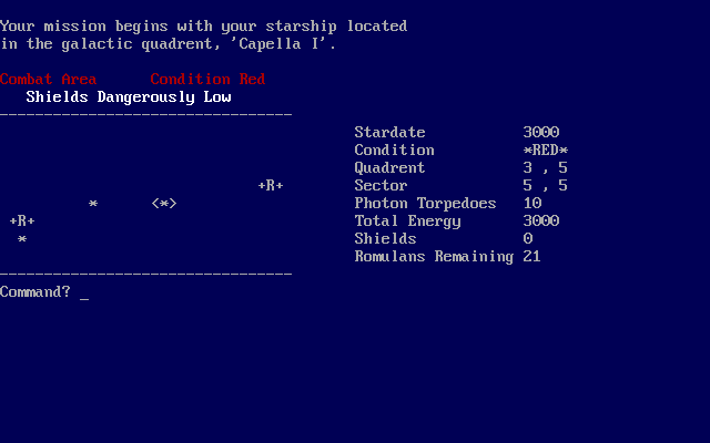 Gameplay of Super Star Trek v2.0