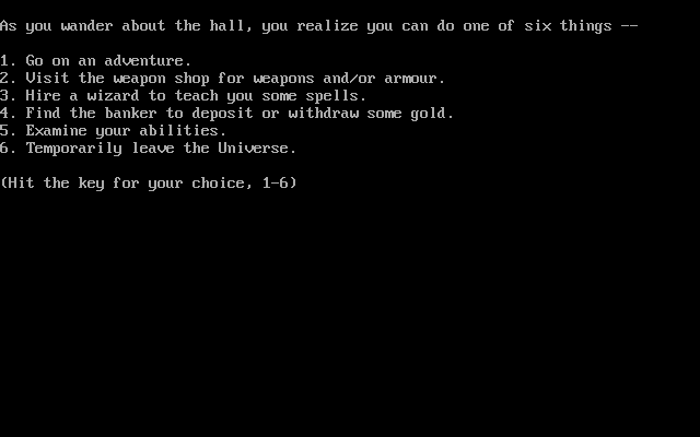 Gameplay of Eamon Adventure Disk 1: The Main Hall