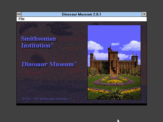 Title screen of Smithsonian Institution: Dinosaur Museum