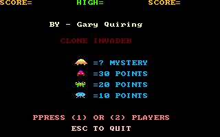 Title screen of Clone Invader