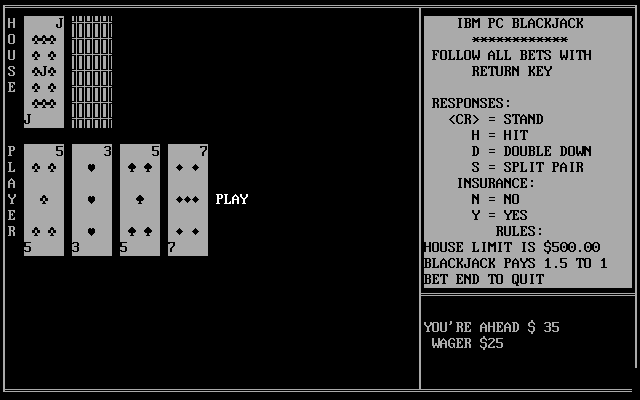 Gameplay of Blackjack (1983)