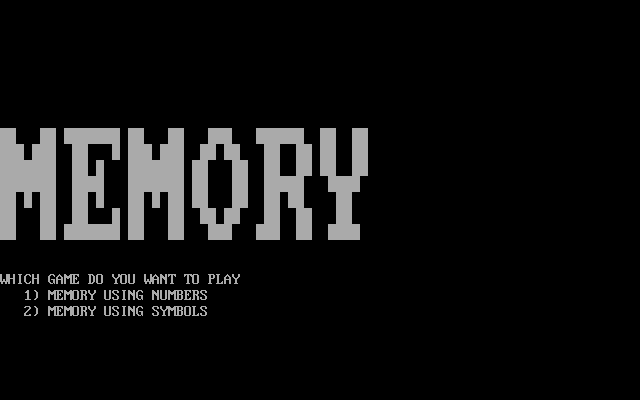 Title screen of Memory