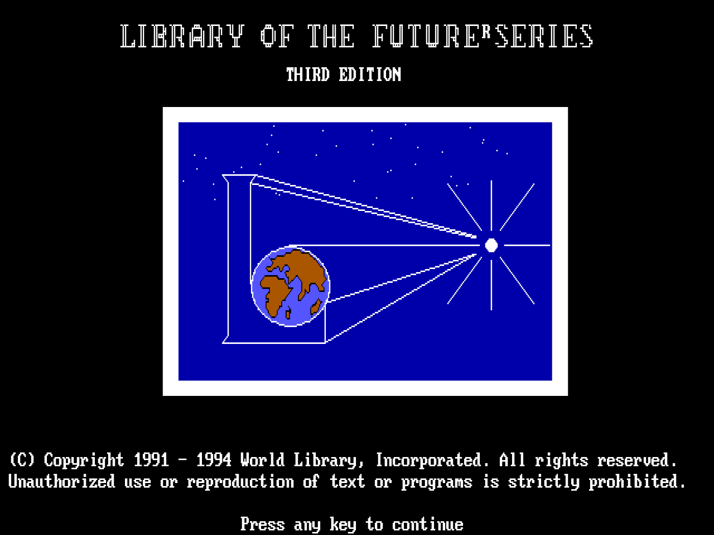 Title screen of Library of the Future