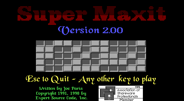 Title screen of Super Maxit