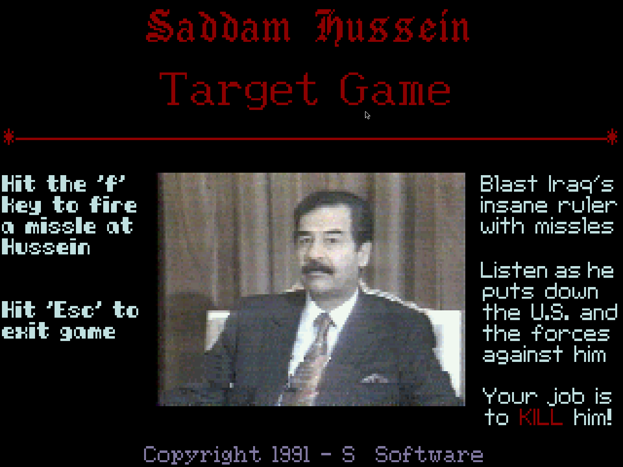 Title screen of Saddam Hussein Target Game