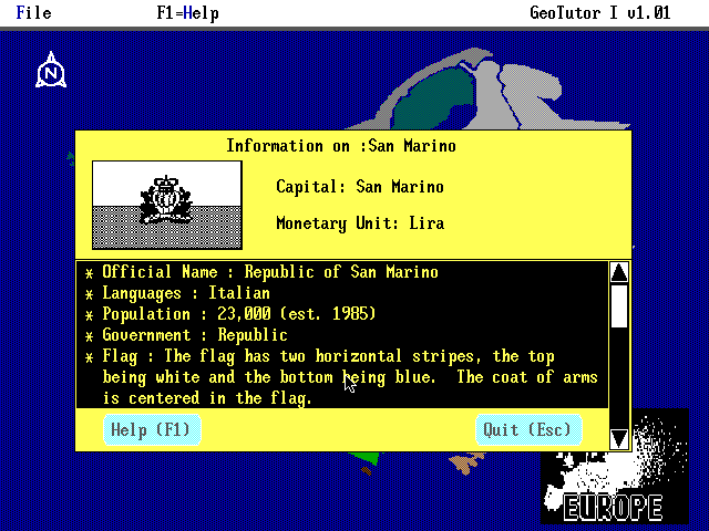 Gameplay of GeoTutor 1: Europe
