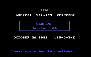 Title screen of Serpent