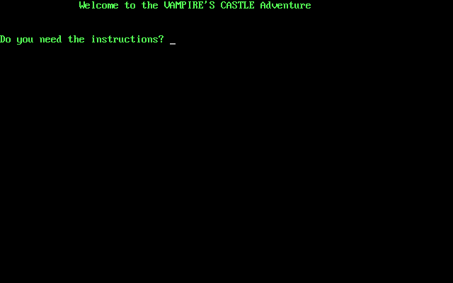 Title screen of Vampire's Castle Adventure