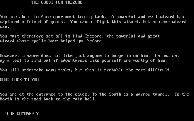 Title screen of Eamon Adventure Disk 4: Quest For Trezore