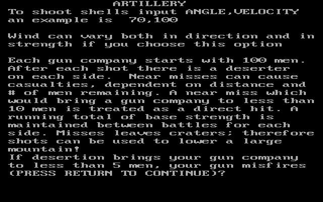 Title screen of Artillery