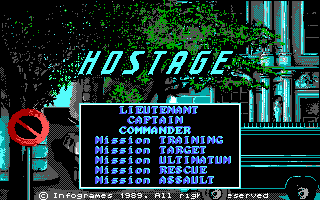 Title screen of Hostage: Rescue Mission
