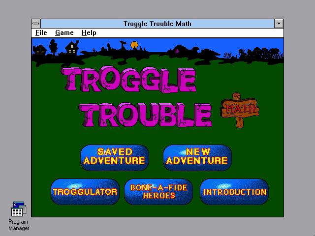 Title screen of Troggle Trouble Math