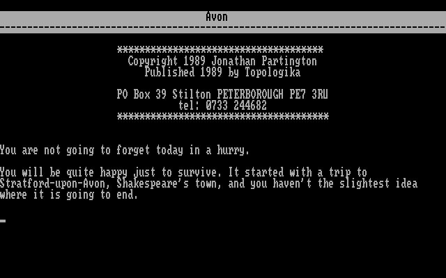 Title screen of Avon