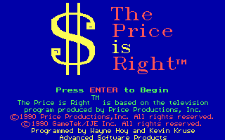 Title screen of The Price is Right (1990)