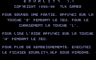 Title screen of Equality