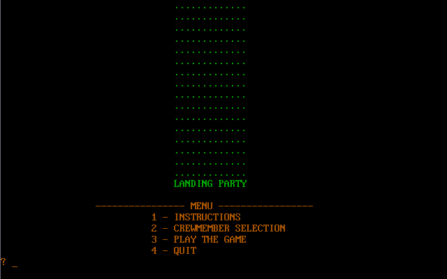 Title screen of Landing Party