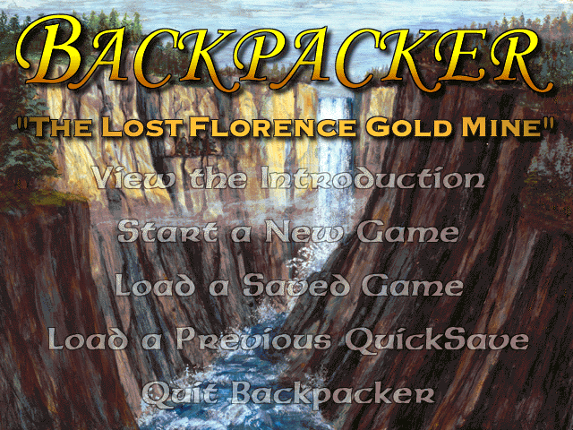 Title screen of Backpacker: The Lost Florence Gold Mine
