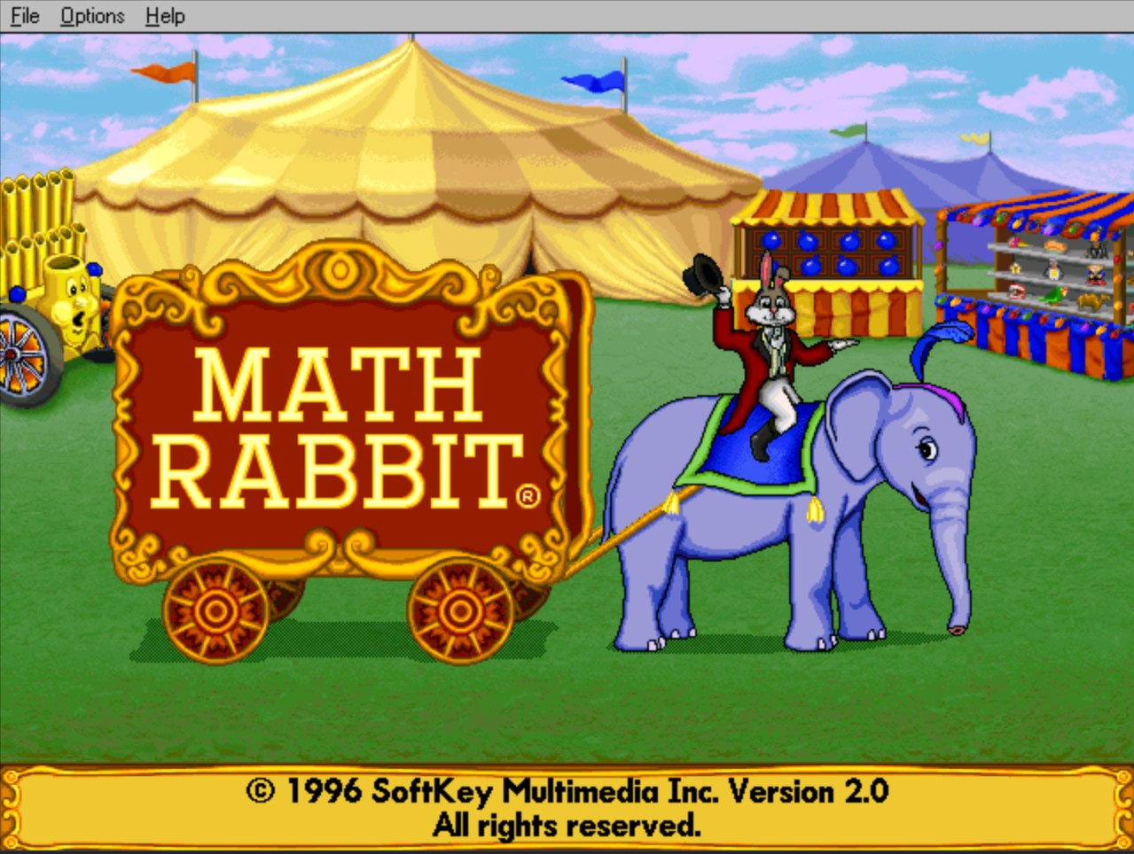Title screen of Math Rabbit Deluxe Version 2.0
