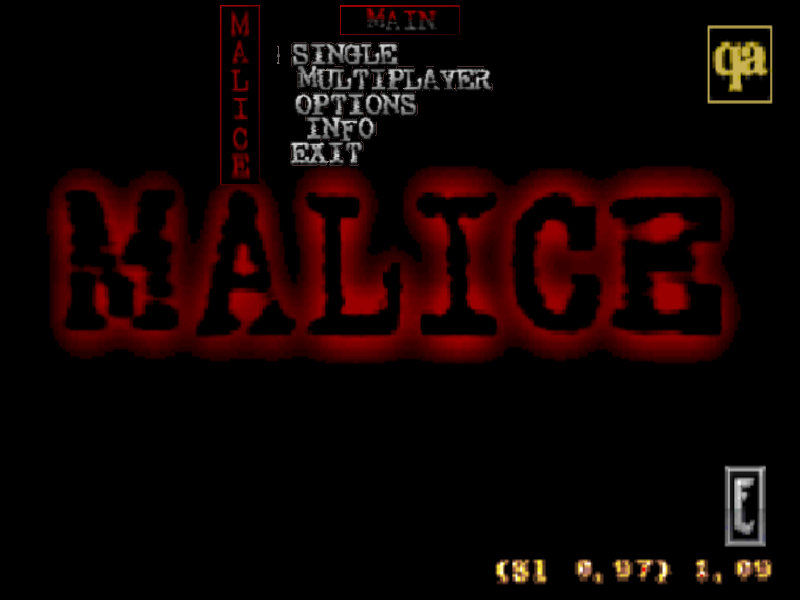Title screen of Malice: 23rd Century Ultraconversion for Quake