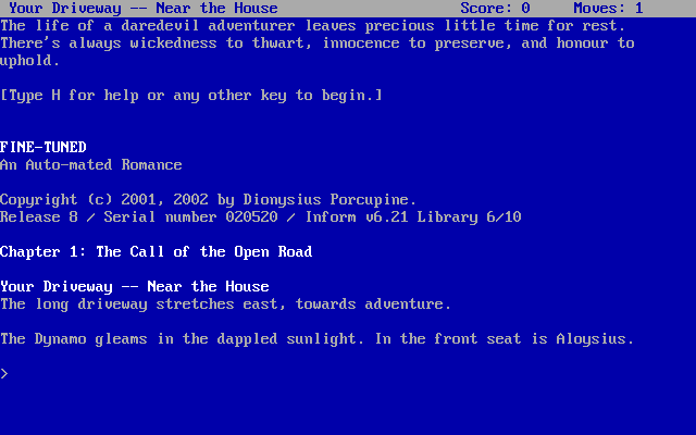 Title screen of Fine Tuned