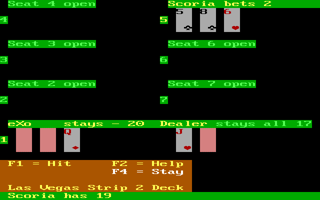 Gameplay of Blackjack (1984)