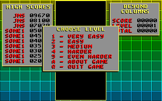 Title screen of Beyond Columns