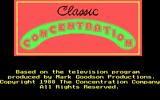 Title screen of Classic Concentration