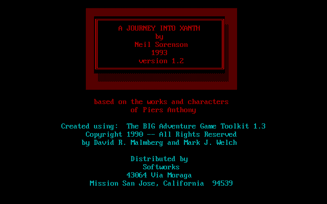 Title screen of A Journey Into Xanth
