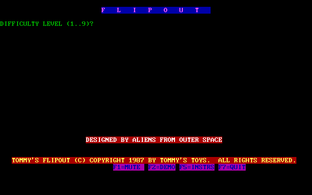 Title screen of Tommy's Flipout