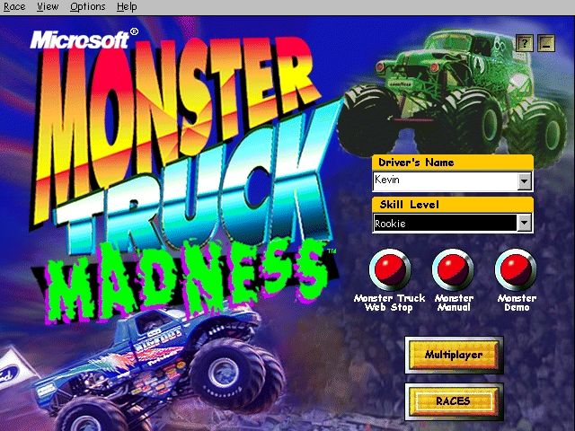 Title screen of Monster Truck Madness