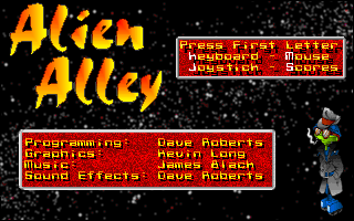 Title screen of Alien Alley