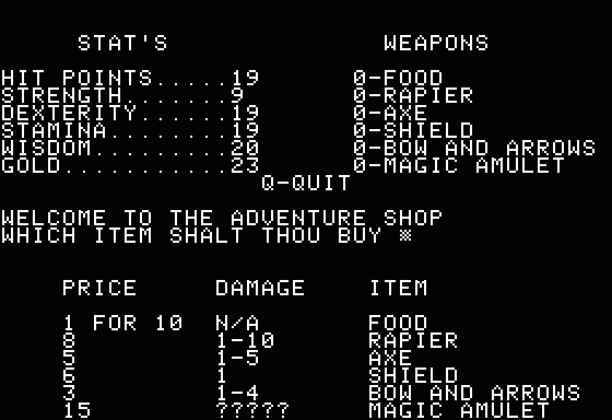 Gameplay of Akalabeth: World of Doom