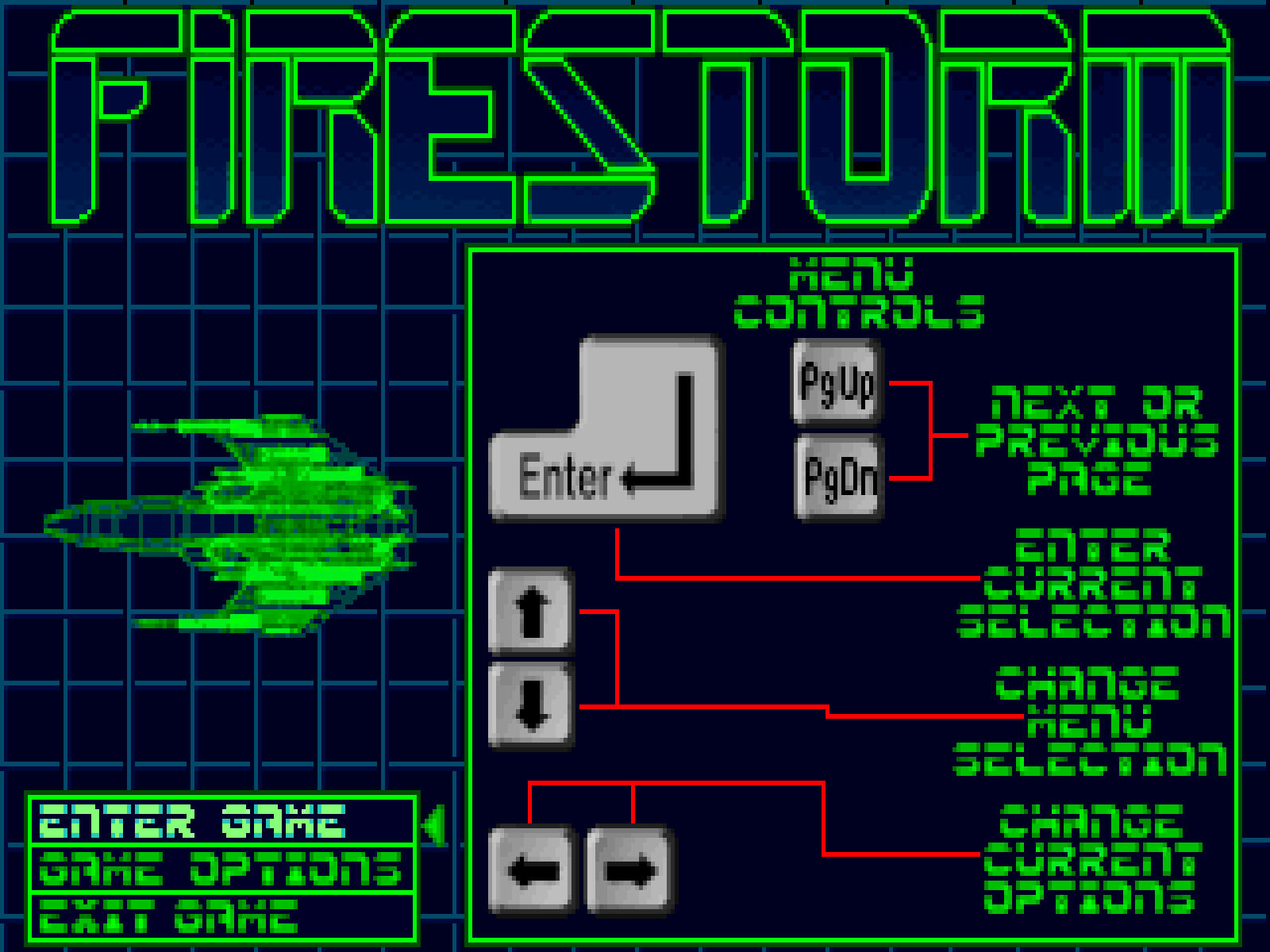 Title screen of Firestorm