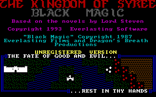 Title screen of The Kingdom of Syree II: Black Magic