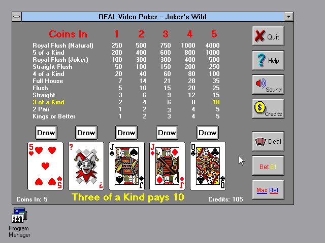 Gameplay of Real Video Poker