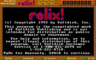 Title screen of Relix