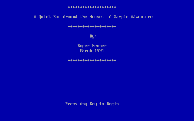 Title screen of A Quick Run Around the House