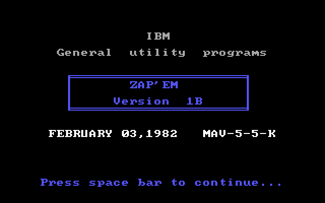 Title screen of Zap'em