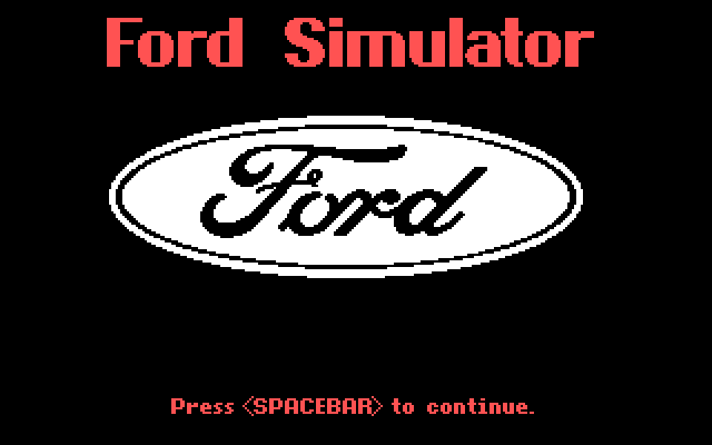 Title screen of The Ford Simulator