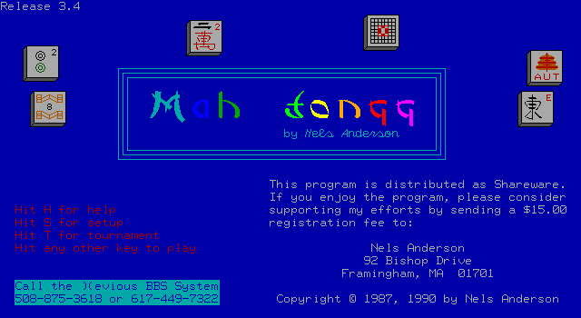 Title screen of Mah Jongg Solitaire
