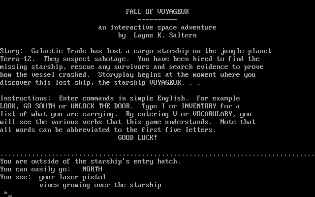 Title screen of Fall of Voyageur