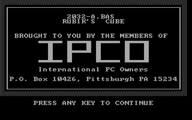 Title screen of Rubik's Cube