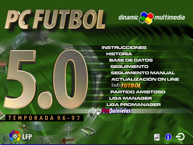 Title screen of PC Futbol 5.0