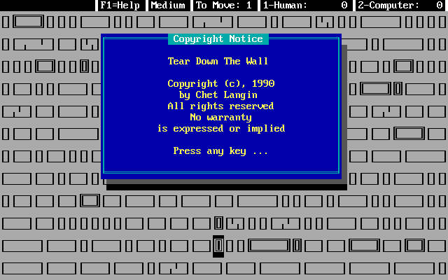 Title screen of Tear Down the Wall