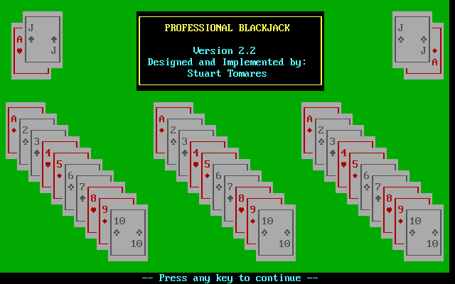 Title screen of Professional Blackjack