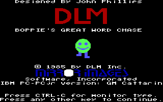 Title screen of Boppie's Great Word Chase